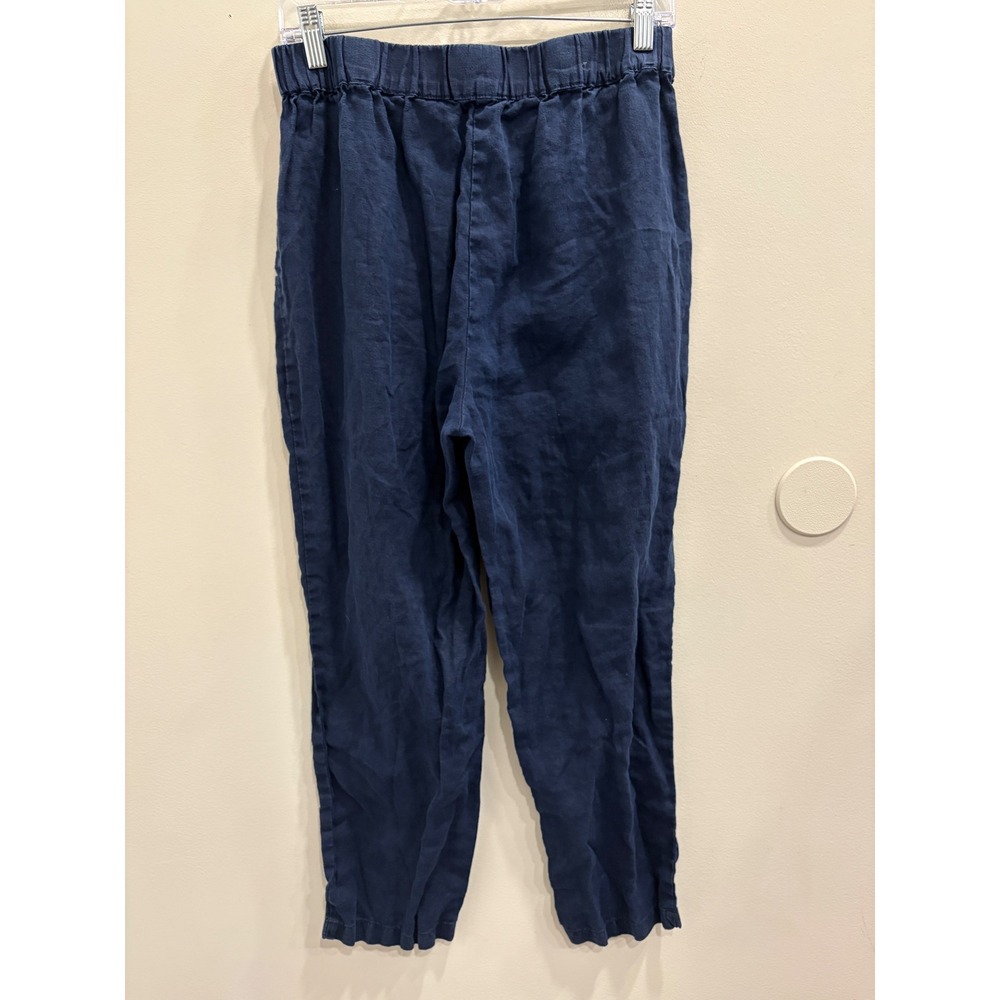 Quince 100% European Linen Tapered Ankle Pants Deep Navy Blue High Rise Medium - Picture 4 of 9